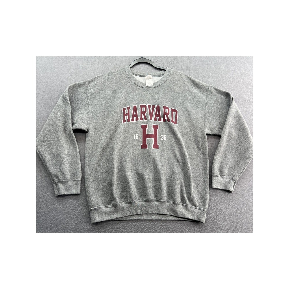 VTG Gildan Harvard University Sweatshirt Mens Large Crewneck Gray Graphic Fleece